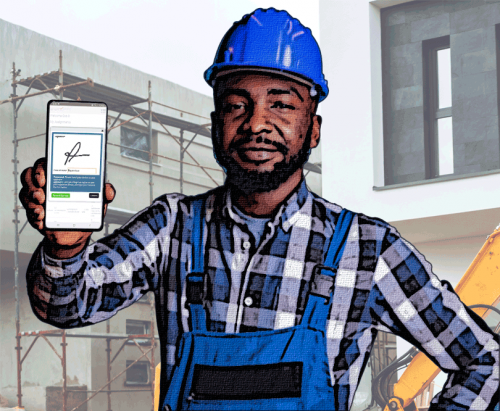 Construction—Sign-Out Construction worker getting hours signed out